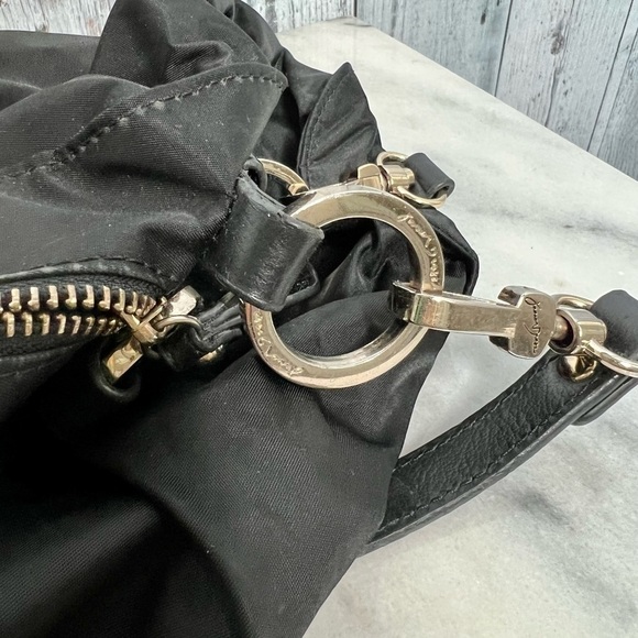 Junior Drake black nylon leather novelty keyfob slouchy hobo bag - Picture 8 of 9